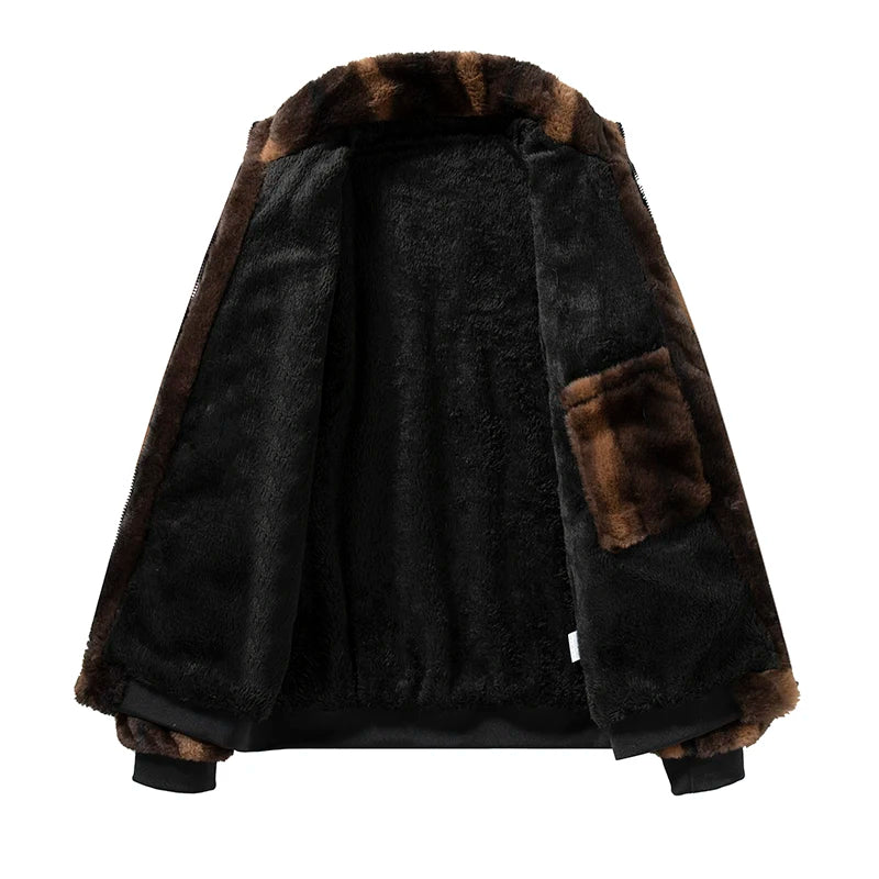 YJKVUR Men's Jacket 2025 Winter New Thick Warm Double-Sided Fleece Lined Windproof Outerwear for Cold Weather Soft Comfortable ﻿