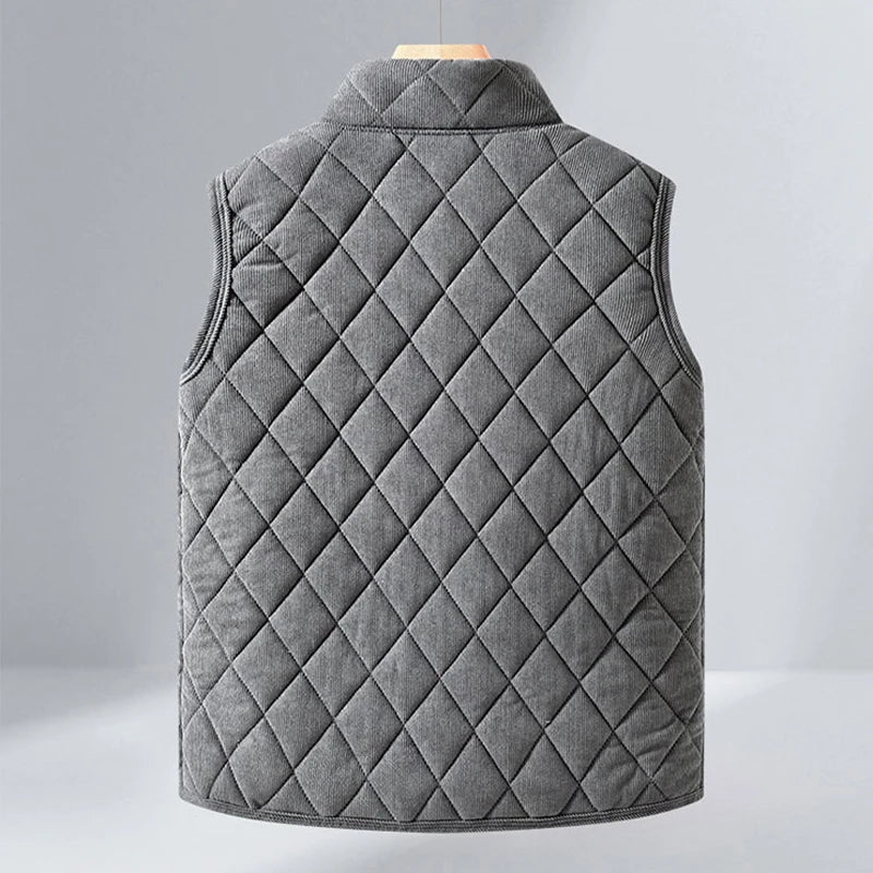 Mens Winter Jacket Windproof Thickened Padded Jacket Casual Diamond Warm Fleece Lined Coat Middle-Aged Dad's Solid Outdoor Wear