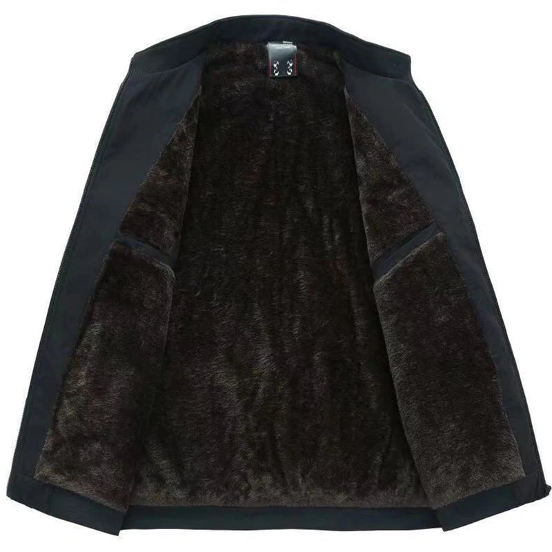 Men Thermal Warm Winter Jackets Casual Fleece Lining Coats Windproof Casual Business Jacket Thick Warm Outdoor walking Outerwear