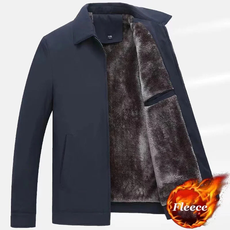 Men Thermal Warm Winter Jackets Casual Fleece Lining Coats Windproof Casual Business Jacket Thick Warm Outdoor walking Outerwear