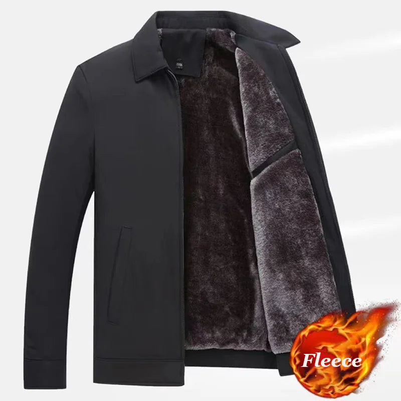 Men Thermal Warm Winter Jackets Casual Fleece Lining Coats Windproof Casual Business Jacket Thick Warm Outdoor walking Outerwear