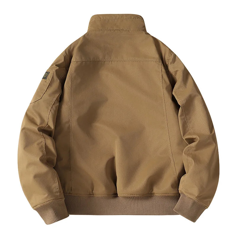 Mens Flight Jacket Winter Thick Fleece Lined Workwear Style Multiple Pockets Loose Fit Casual Aviator Coat Warm