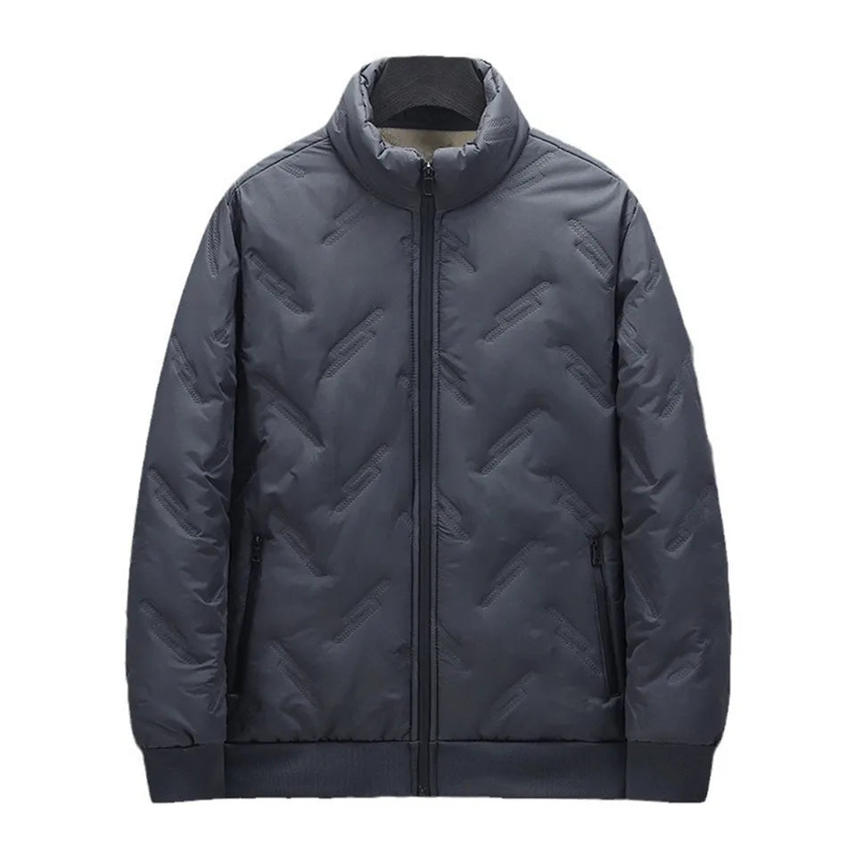 Fashion Lamb Velvet Thickened Cotton Jacket Men Winter Warm Comfort Cotton Coat Outdoor Casual Windproof Outerwear