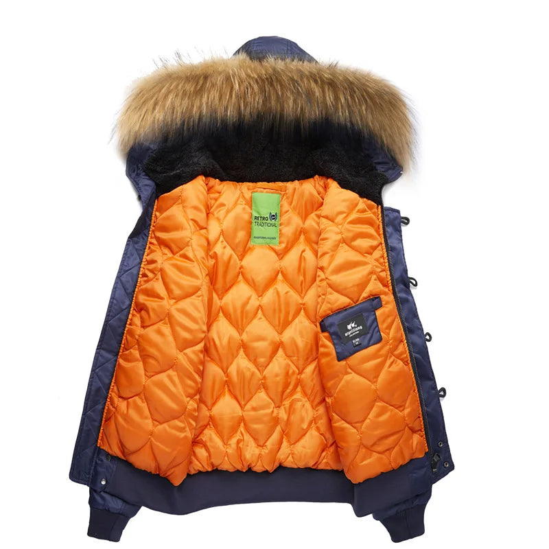 Man Plush Bomber Jacket Winter High Street Solid Color Male Cargo Coat Long Sleeve Zipper Oversize Men Fur Hooded Outerwear