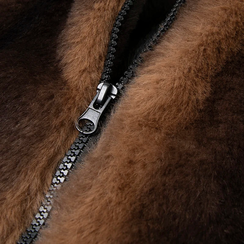 YJKVUR Men's Jacket 2025 Winter New Thick Warm Double-Sided Fleece Lined Windproof Outerwear for Cold Weather Soft Comfortable ﻿