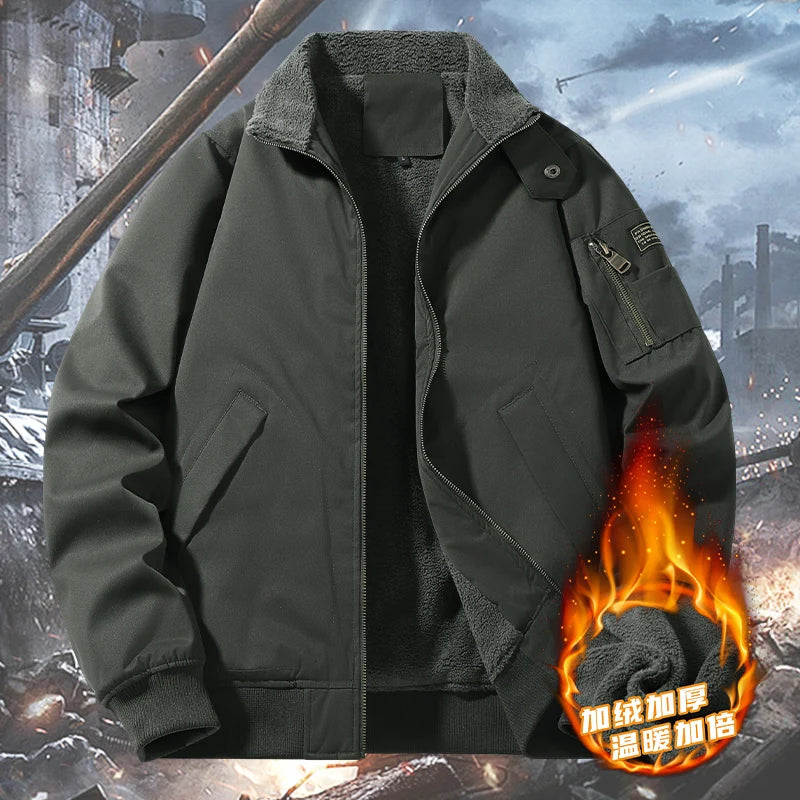 New Windbreaker Bomber Jacket Men Autumn Winter Military Coat Men's Fleece Tactics Jackets Man Cargo Casual Jackets Mens Clothes