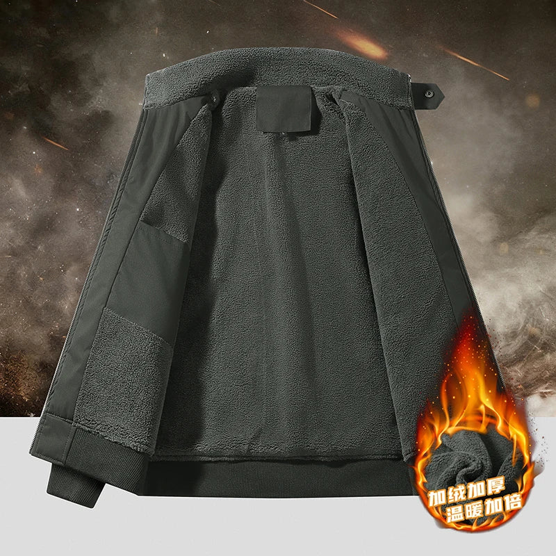 New Windbreaker Bomber Jacket Men Autumn Winter Military Coat Men's Fleece Tactics Jackets Man Cargo Casual Jackets Mens Clothes