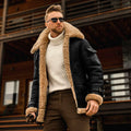 2025 Winter Men Plush Jacket Vintage Turn Down Collar Male Cargo Coat Thicken Fleece Long Sleeve Pocket Zipper Man Outerwear