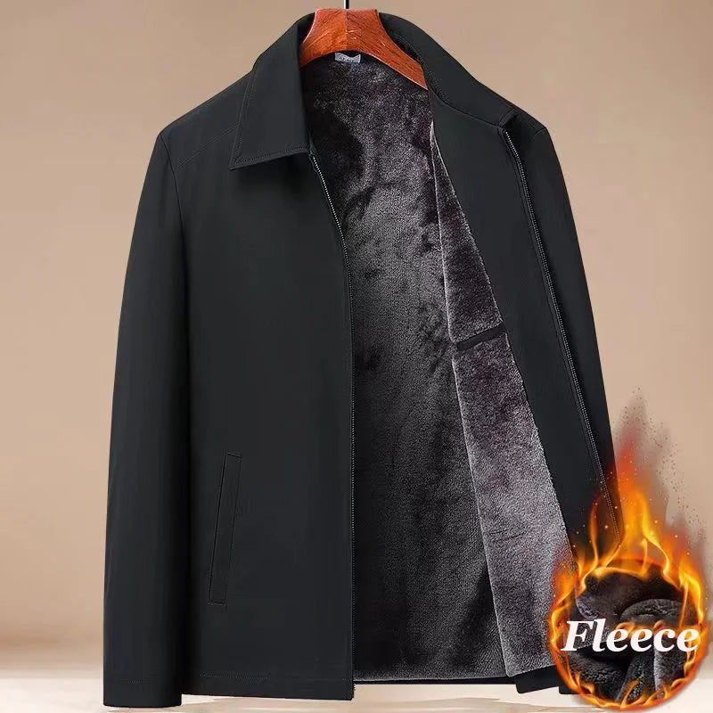 Men Thermal Warm Winter Jackets Casual Fleece Lining Coats Windproof Casual Business Jacket Thick Warm Outdoor walking Outerwear
